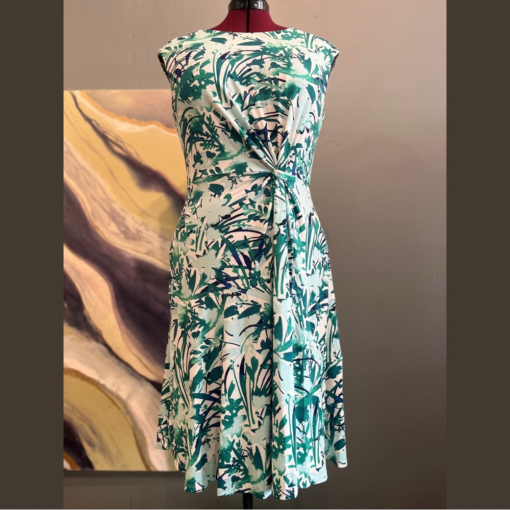 Lane Bryant Blue and Green A-Line Midi Dress